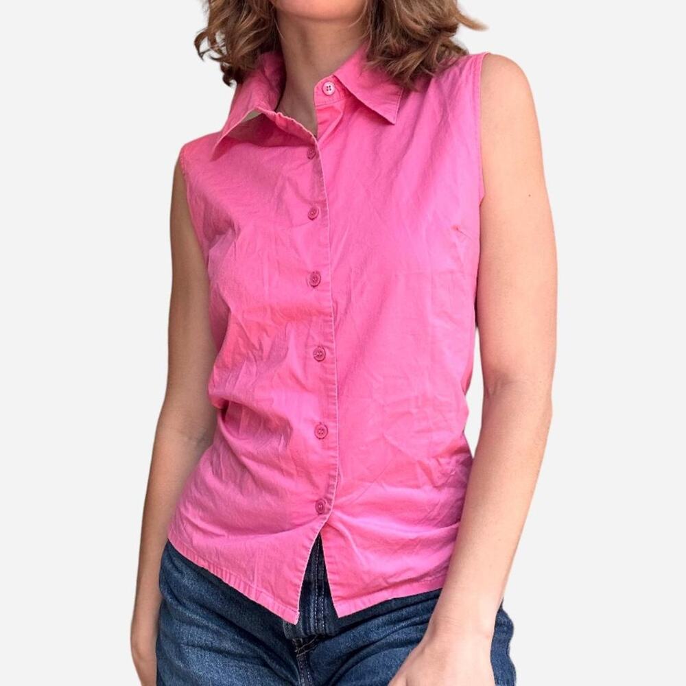 Chadwick’s pink collared button down sleeveless top - size 8
